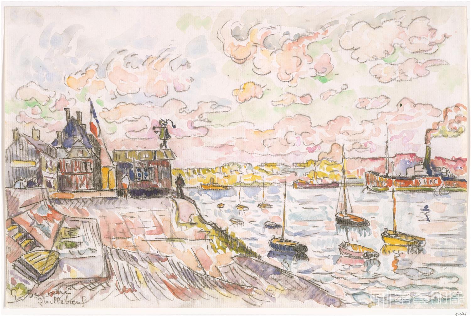 水彩画-保罗·西涅克 Paul Signac 作品集-Quilleboeuf -55